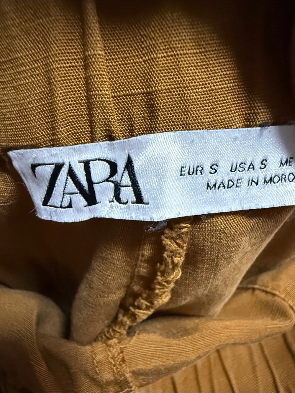 Women’s Mustard Yellow Drawstring Elastic Waist Deep Pocket Linen Lyocell Pants